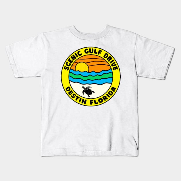 Scenic Gulf Drive Highway 98 Destin Beach Florida Palms Panhandle Emerald Coast Kids T-Shirt by TravelTime